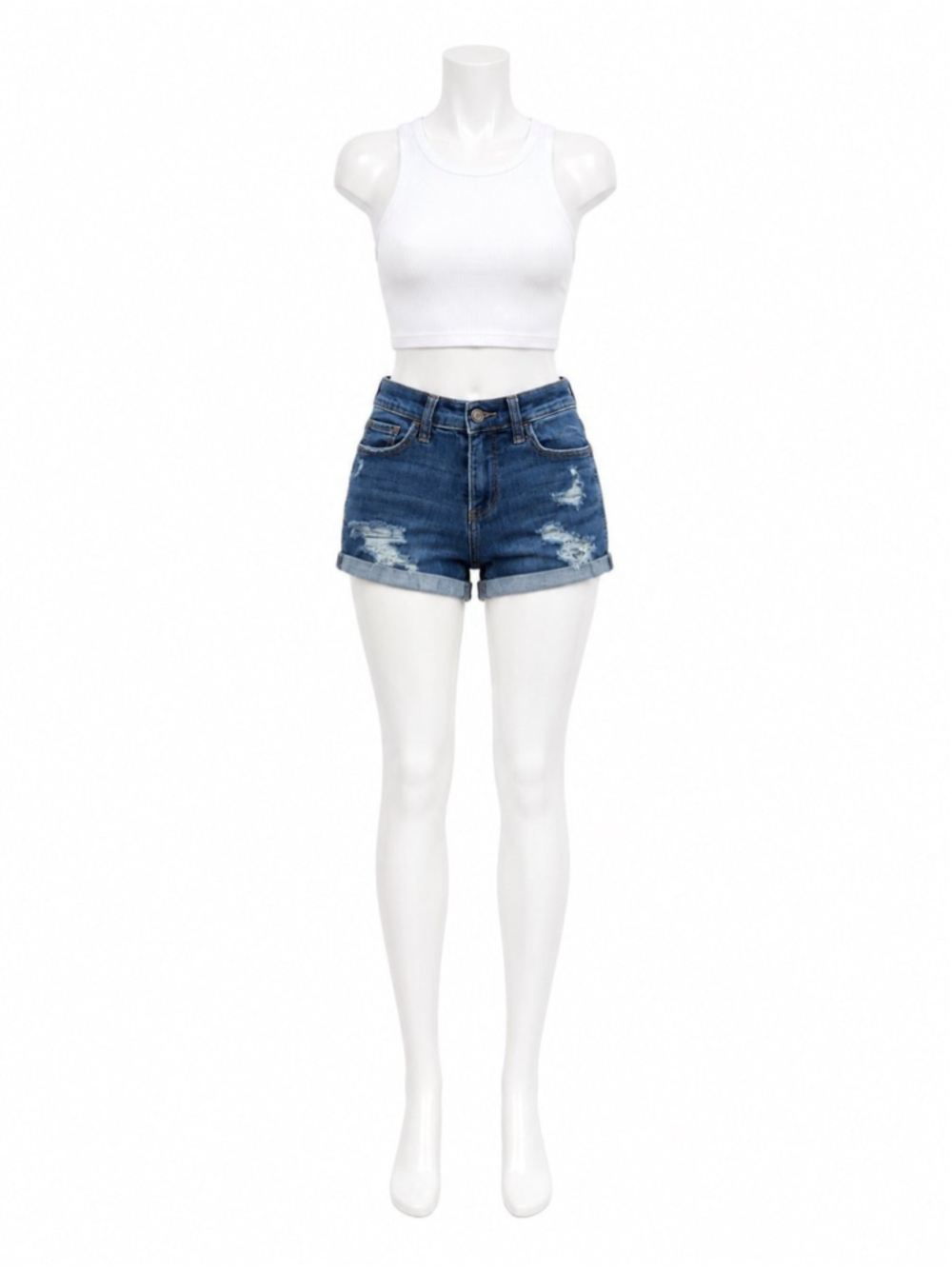Hollister High Rise Short Jeans denim Shorts Size 23 distressed cuffed vacation
